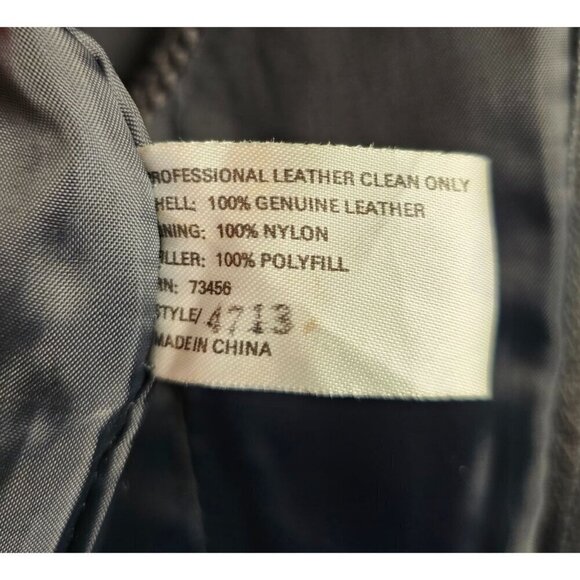Vintage Comint Black Heavyweight Polyfill Hooded Leather Coat Drawstring Waist L - Picture 6 of 8